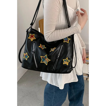 Qfdian Fashion Preppy Backpacks Casual Plaid Star Embroidery Crossbody Bags All Match Women Y2k Aesthetic Shoulder Handbags Streetwear